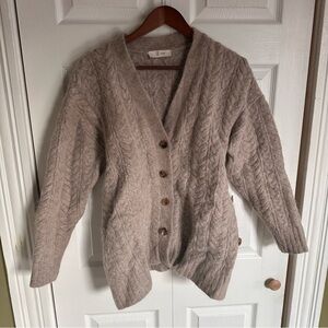 Korea Blossom H Cable Knit Sweater (COS, Ssense, Toteme, The Row) Fisherman Tan